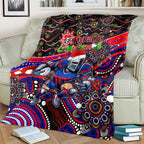 Merry Christmas Newcastle Knights Blanket Aboriginal Santa Rugby Mascot - Novocastrians