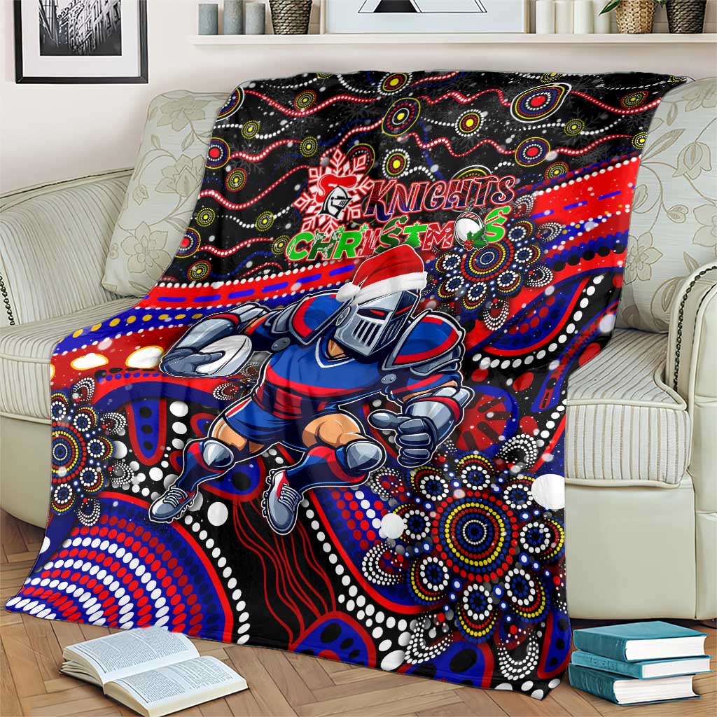 Merry Christmas Newcastle Knights Blanket Aboriginal Santa Rugby Mascot - Novocastrians