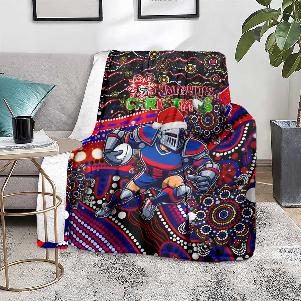 Merry Christmas Newcastle Knights Blanket Aboriginal Santa Rugby Mascot - Novocastrians