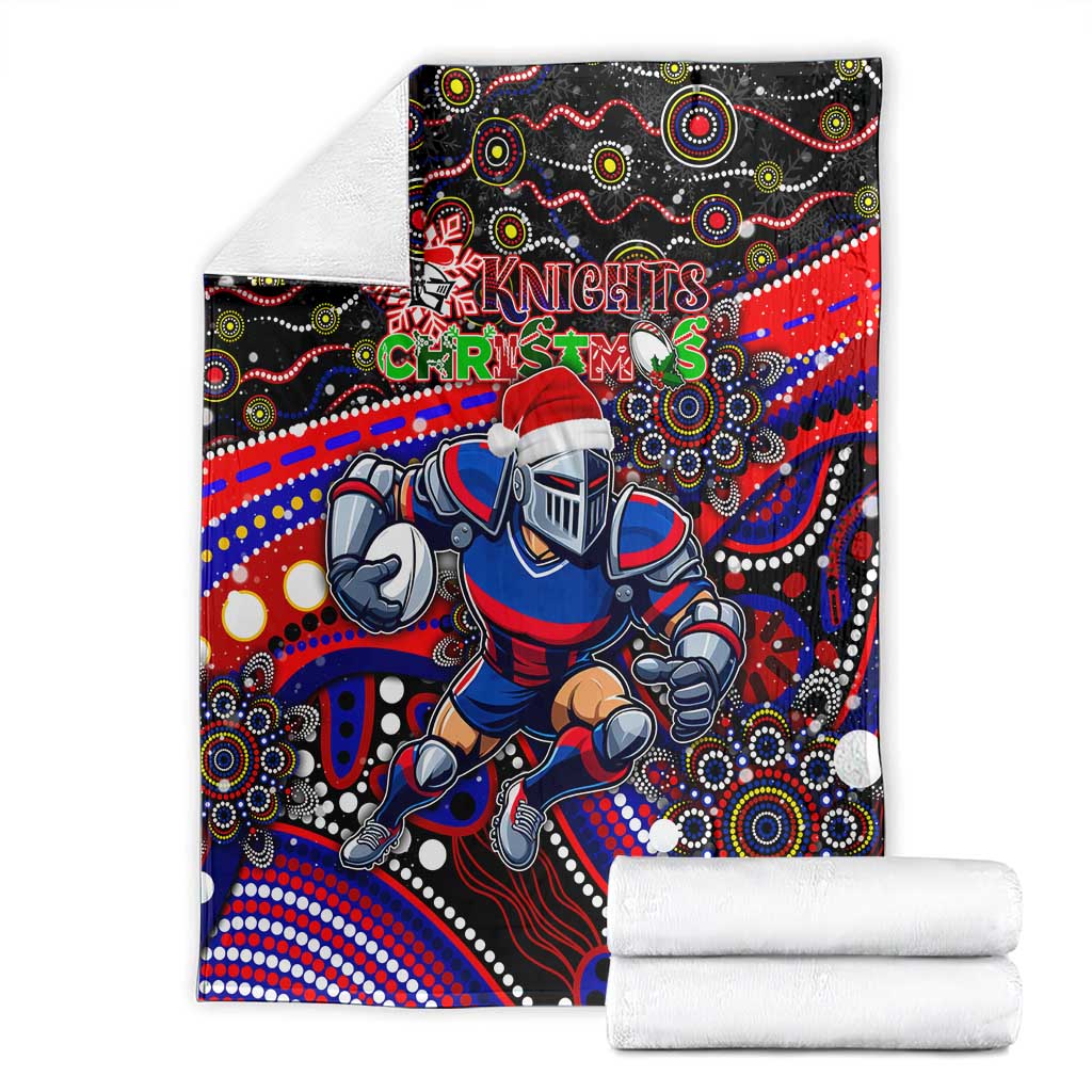 Merry Christmas Newcastle Knights Blanket Aboriginal Santa Rugby Mascot - Novocastrians