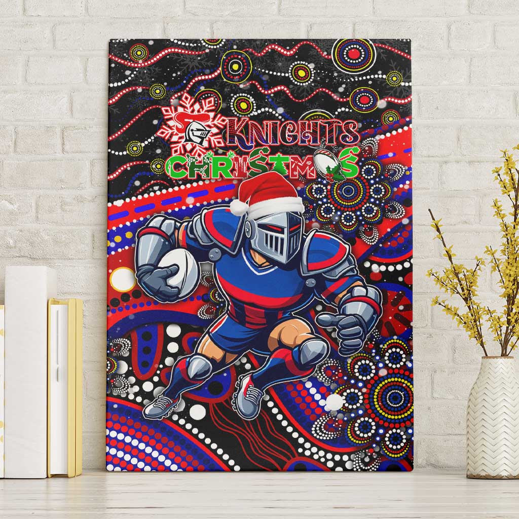 Merry Christmas Newcastle Knights Canvas Wall Art Aboriginal Santa Rugby Mascot - Novocastrians