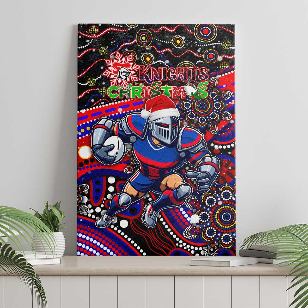 Merry Christmas Newcastle Knights Canvas Wall Art Aboriginal Santa Rugby Mascot - Novocastrians