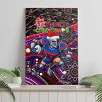 Merry Christmas Newcastle Knights Canvas Wall Art Aboriginal Santa Rugby Mascot - Novocastrians