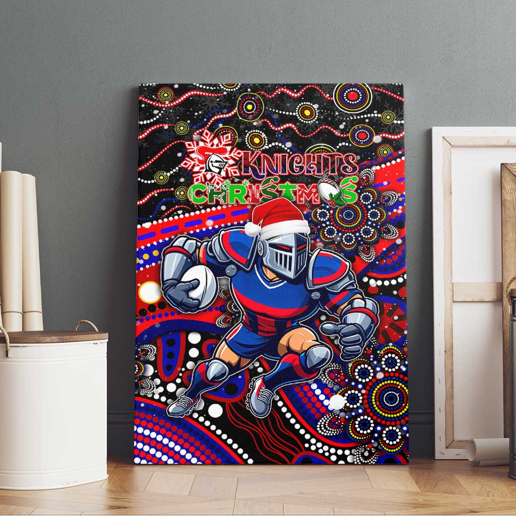 Merry Christmas Newcastle Knights Canvas Wall Art Aboriginal Santa Rugby Mascot - Novocastrians