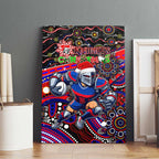 Merry Christmas Newcastle Knights Canvas Wall Art Aboriginal Santa Rugby Mascot - Novocastrians