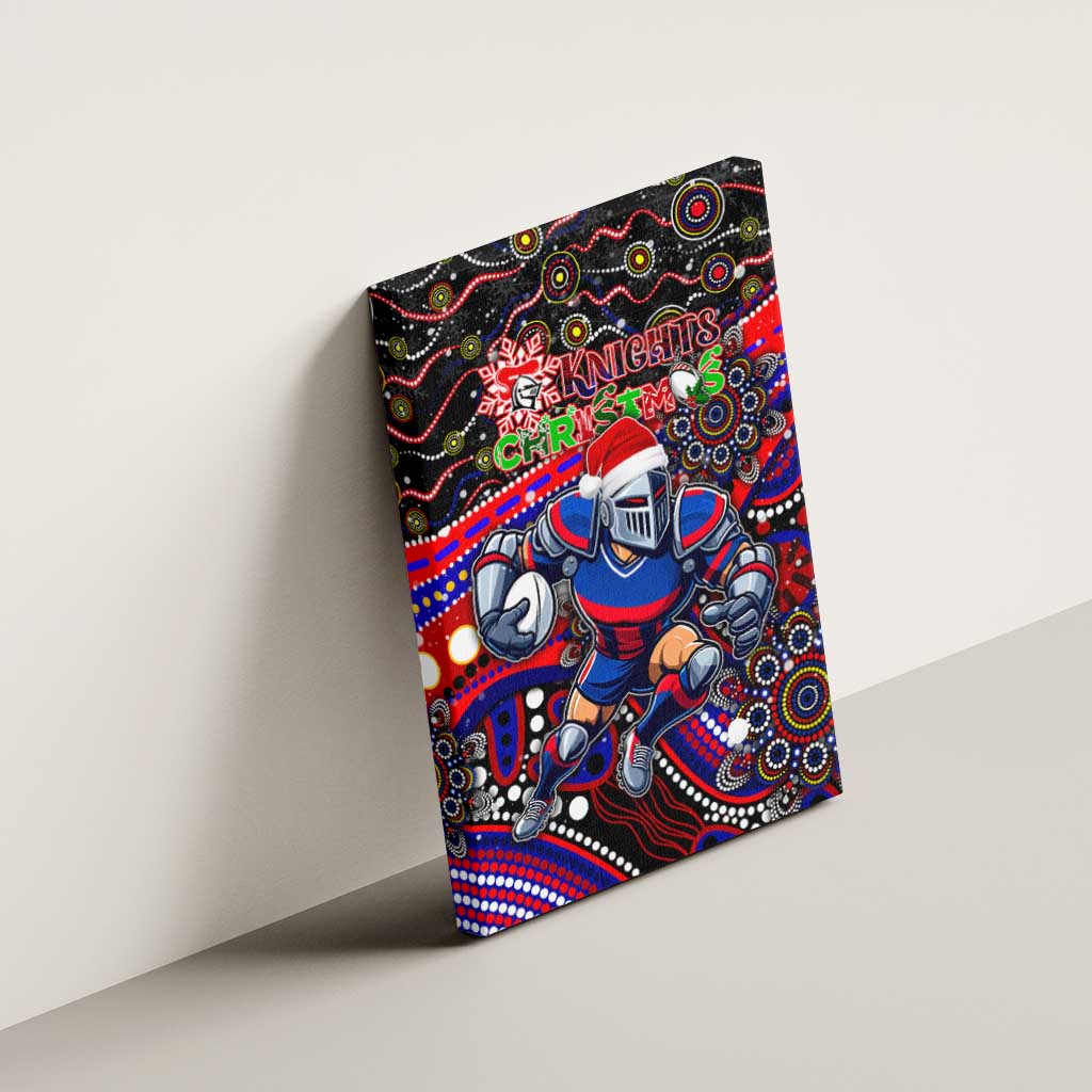 Merry Christmas Newcastle Knights Canvas Wall Art Aboriginal Santa Rugby Mascot - Novocastrians