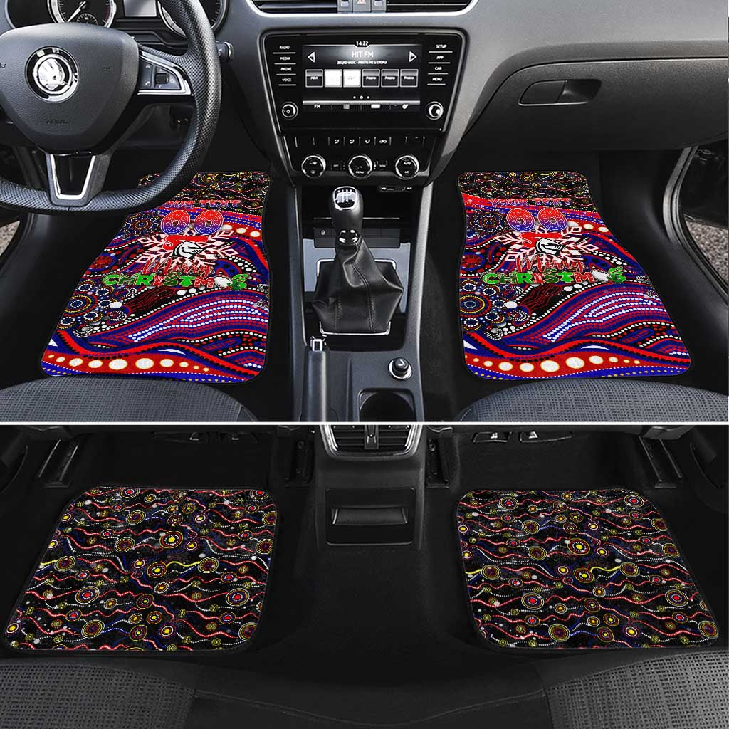 Merry Christmas Newcastle Knights Car Mats Aboriginal Santa Rugby Mascot - Novocastrians