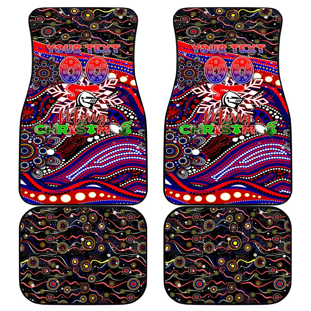 Merry Christmas Newcastle Knights Car Mats Aboriginal Santa Rugby Mascot - Novocastrians