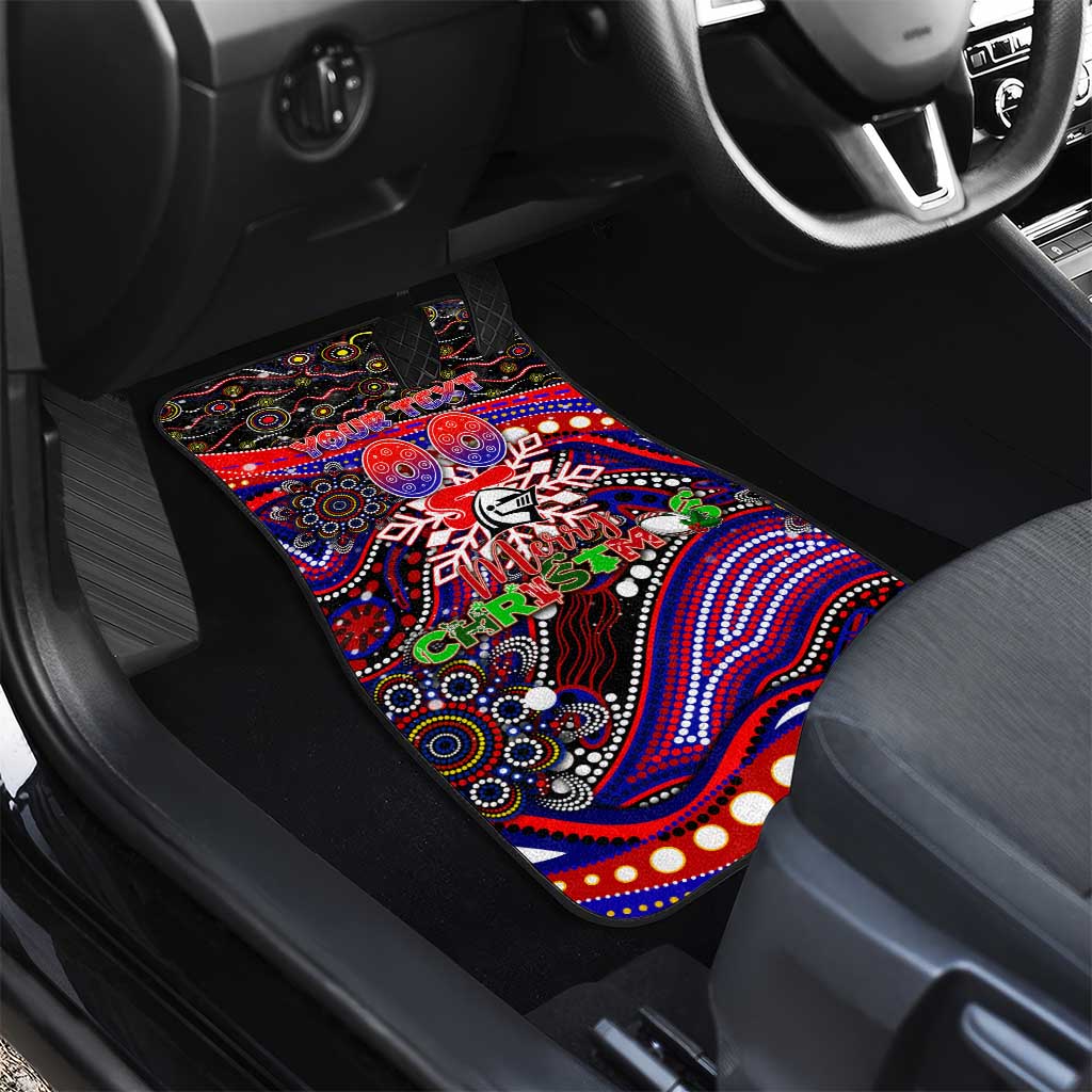 Merry Christmas Newcastle Knights Car Mats Aboriginal Santa Rugby Mascot - Novocastrians