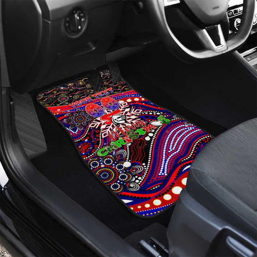 Merry Christmas Newcastle Knights Car Mats Aboriginal Santa Rugby Mascot - Novocastrians