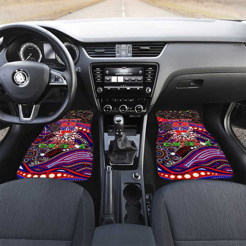 Merry Christmas Newcastle Knights Car Mats Aboriginal Santa Rugby Mascot - Novocastrians