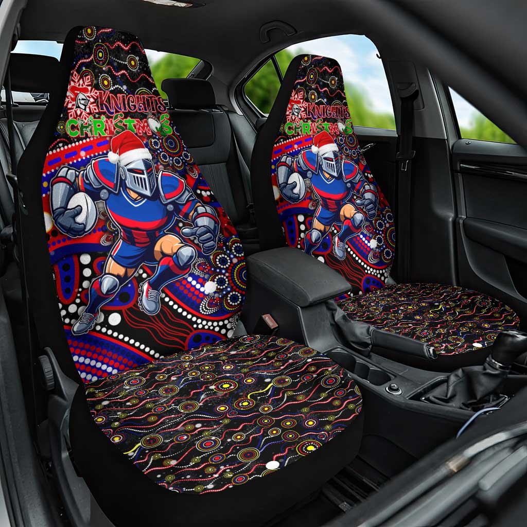 Merry Christmas Newcastle Knights Car Seat Cover Aboriginal Santa Rugby Mascot - Novocastrians