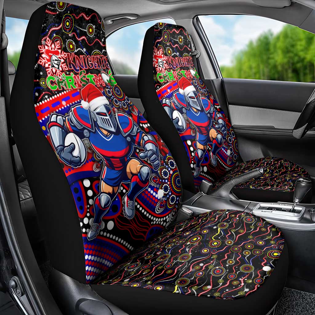 Merry Christmas Newcastle Knights Car Seat Cover Aboriginal Santa Rugby Mascot - Novocastrians