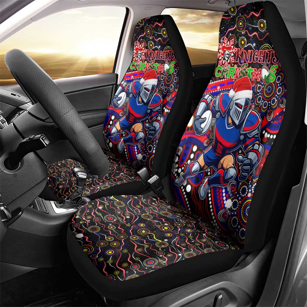Merry Christmas Newcastle Knights Car Seat Cover Aboriginal Santa Rugby Mascot - Novocastrians