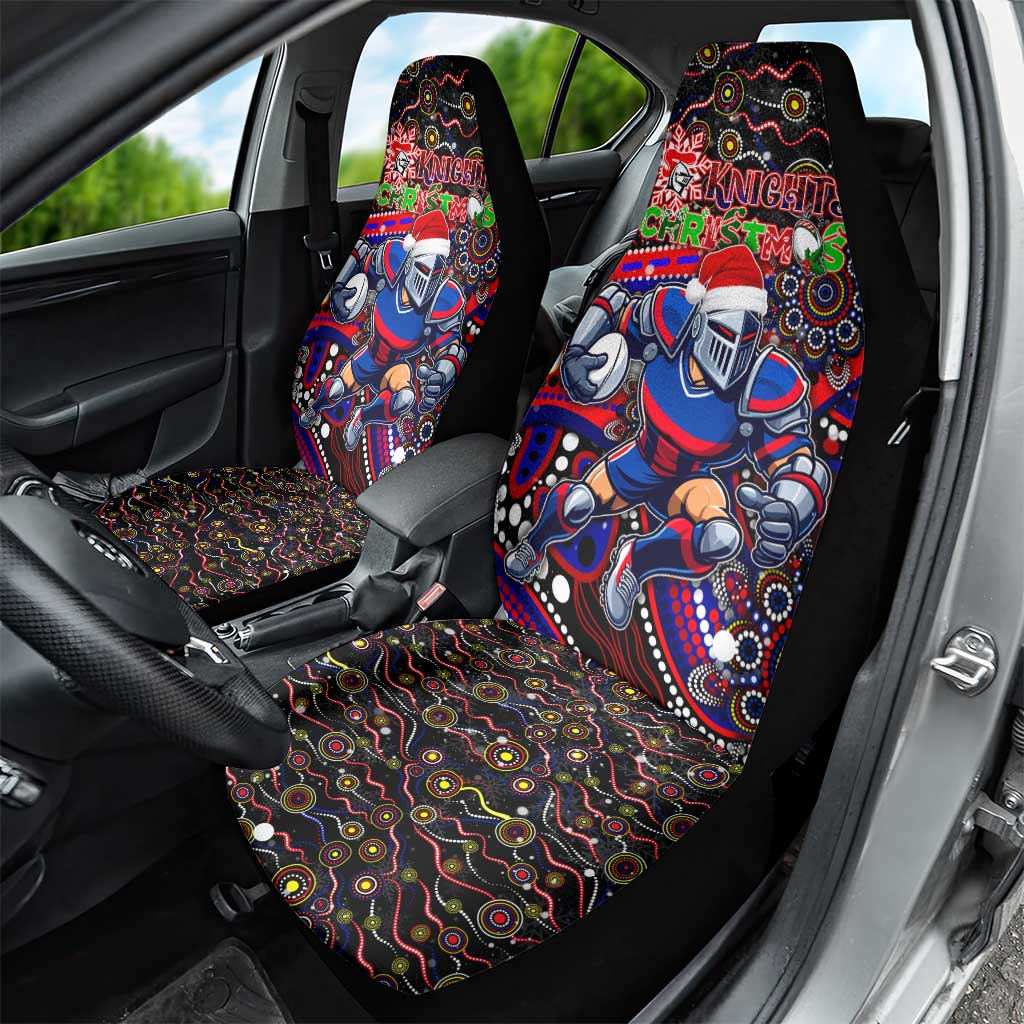 Merry Christmas Newcastle Knights Car Seat Cover Aboriginal Santa Rugby Mascot - Novocastrians