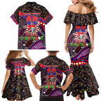 Merry Christmas Newcastle Knights Family Matching Mermaid Dress and Hawaiian Shirt Aboriginal Santa Rugby Mascot - Novocastrians