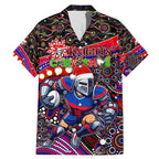 Merry Christmas Newcastle Knights Family Matching Mermaid Dress and Hawaiian Shirt Aboriginal Santa Rugby Mascot - Novocastrians