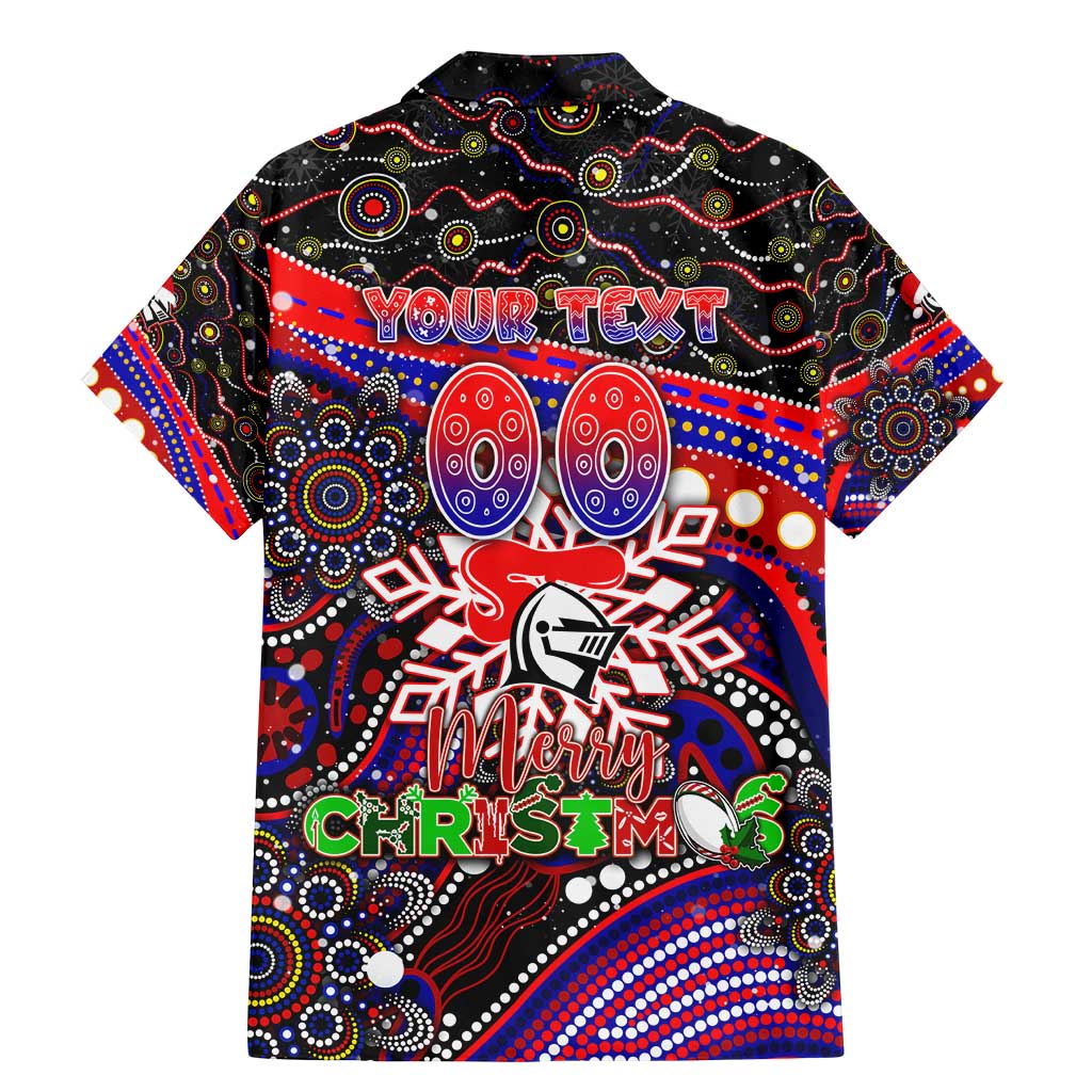 Merry Christmas Newcastle Knights Family Matching Mermaid Dress and Hawaiian Shirt Aboriginal Santa Rugby Mascot - Novocastrians