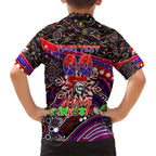 Merry Christmas Newcastle Knights Family Matching Short Sleeve Bodycon Dress and Hawaiian Shirt Aboriginal Santa Rugby Mascot - Novocastrians