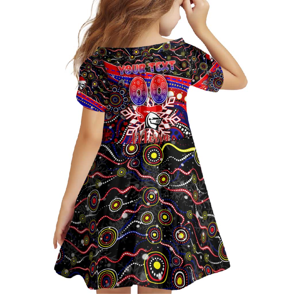 Merry Christmas Newcastle Knights Family Matching Summer Maxi Dress and Hawaiian Shirt Aboriginal Santa Rugby Mascot - Novocastrians