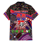 Merry Christmas Newcastle Knights Family Matching Summer Maxi Dress and Hawaiian Shirt Aboriginal Santa Rugby Mascot - Novocastrians