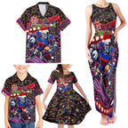 Merry Christmas Newcastle Knights Family Matching Tank Maxi Dress and Hawaiian Shirt Aboriginal Santa Rugby Mascot - Novocastrians