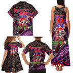 Merry Christmas Newcastle Knights Family Matching Tank Maxi Dress and Hawaiian Shirt Aboriginal Santa Rugby Mascot - Novocastrians