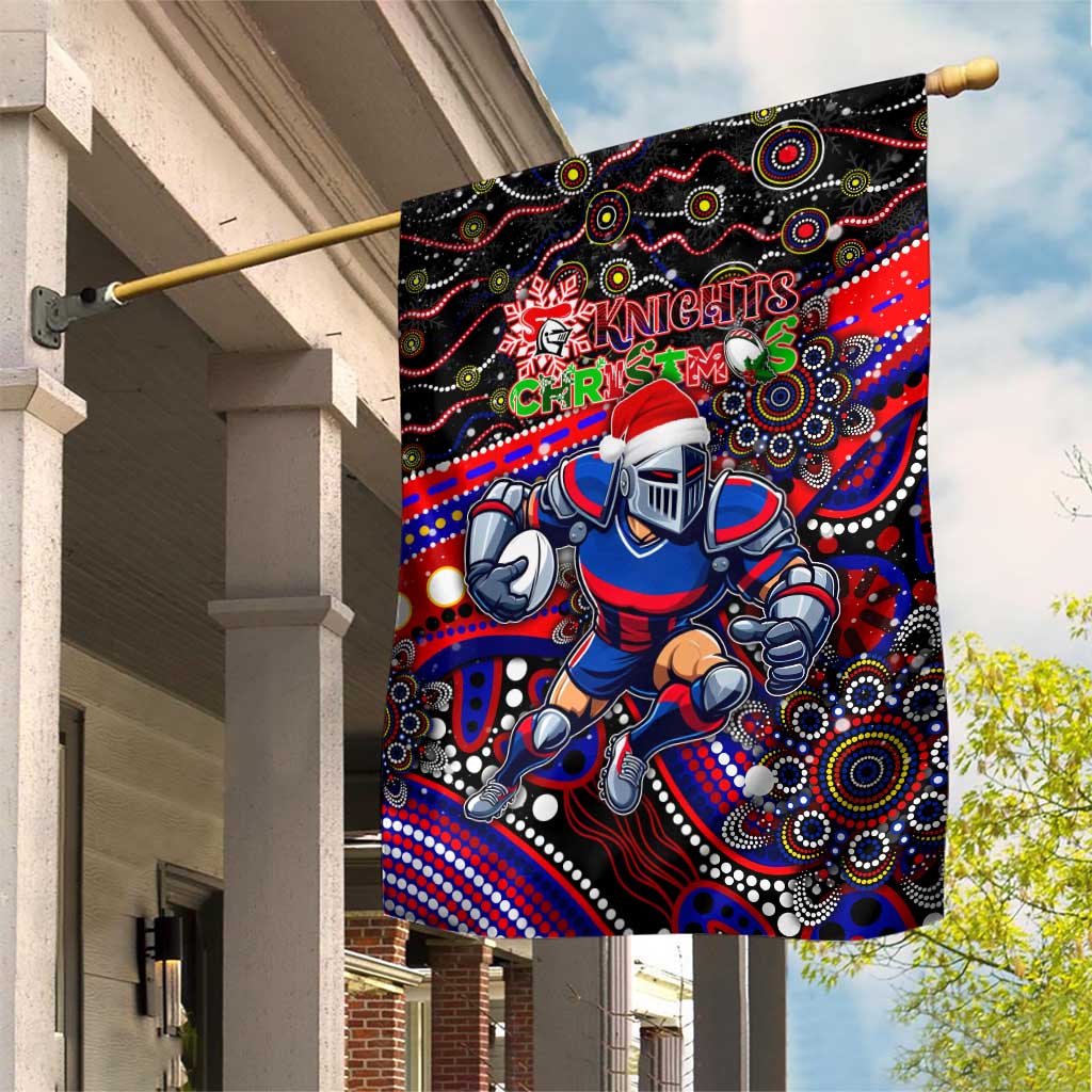Merry Christmas Newcastle Knights Garden Flag Aboriginal Santa Rugby Mascot - Novocastrians