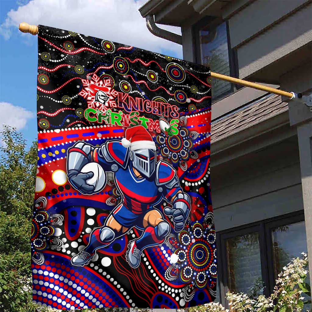 Merry Christmas Newcastle Knights Garden Flag Aboriginal Santa Rugby Mascot - Novocastrians