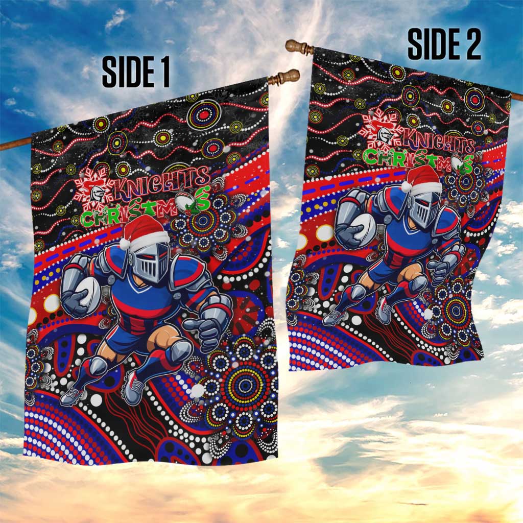 Merry Christmas Newcastle Knights Garden Flag Aboriginal Santa Rugby Mascot - Novocastrians