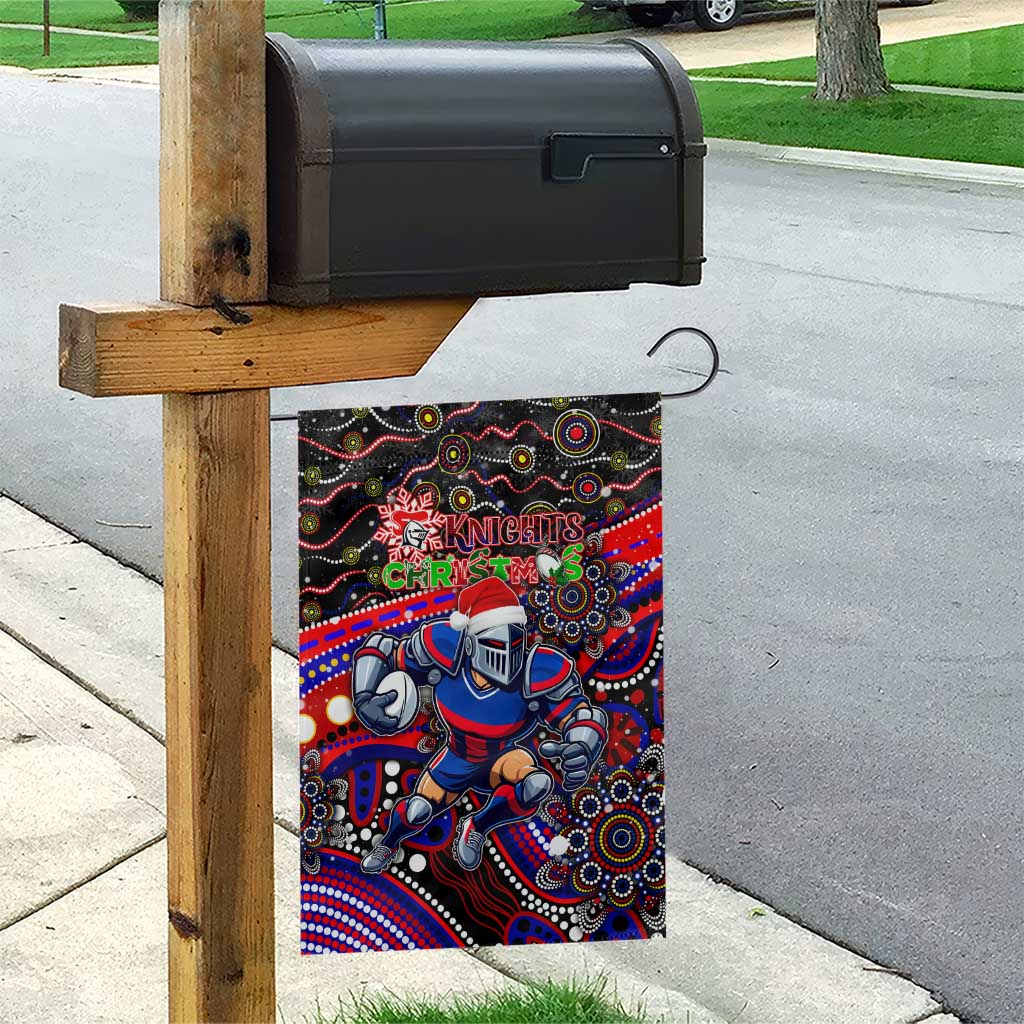 Merry Christmas Newcastle Knights Garden Flag Aboriginal Santa Rugby Mascot - Novocastrians