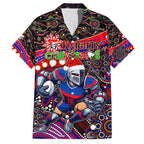 Merry Christmas Newcastle Knights Hawaiian Shirt Aboriginal Santa Rugby Mascot - Novocastrians