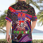 Merry Christmas Newcastle Knights Hawaiian Shirt Aboriginal Santa Rugby Mascot - Novocastrians