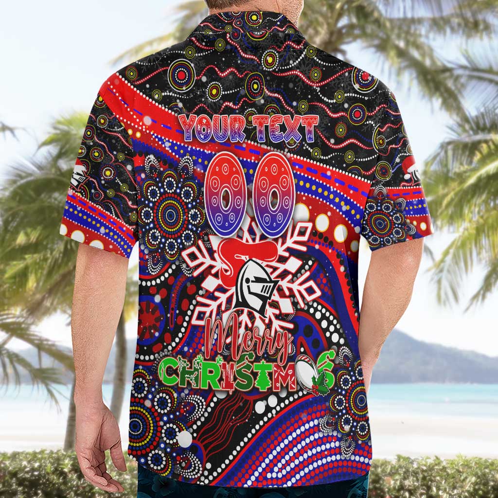 Merry Christmas Newcastle Knights Hawaiian Shirt Aboriginal Santa Rugby Mascot - Novocastrians