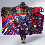 Merry Christmas Newcastle Knights Hooded Blanket Aboriginal Santa Rugby Mascot - Novocastrians