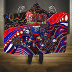 Merry Christmas Newcastle Knights Hooded Blanket Aboriginal Santa Rugby Mascot - Novocastrians