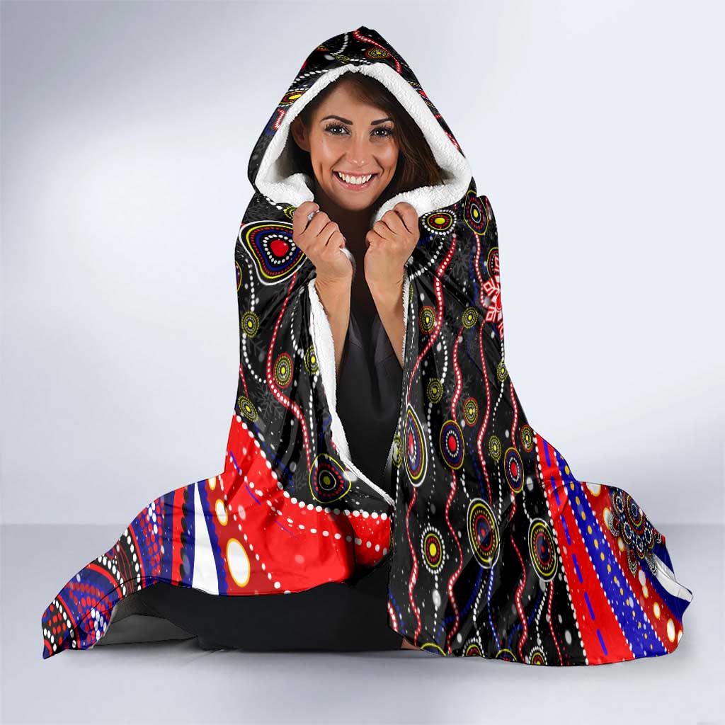 Merry Christmas Newcastle Knights Hooded Blanket Aboriginal Santa Rugby Mascot - Novocastrians