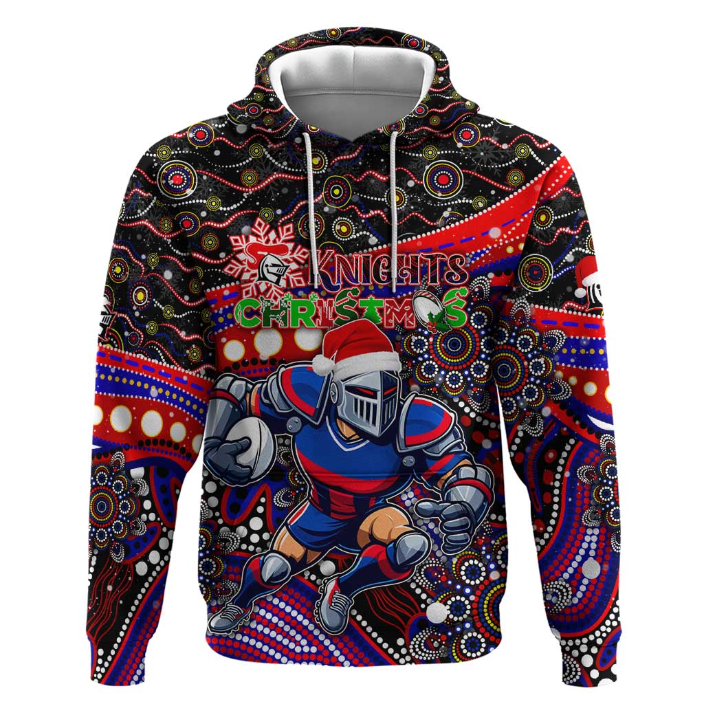 Merry Christmas Newcastle Knights Hoodie Aboriginal Santa Rugby Mascot - Novocastrians