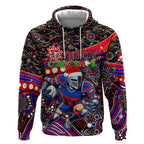 Merry Christmas Newcastle Knights Hoodie Aboriginal Santa Rugby Mascot - Novocastrians