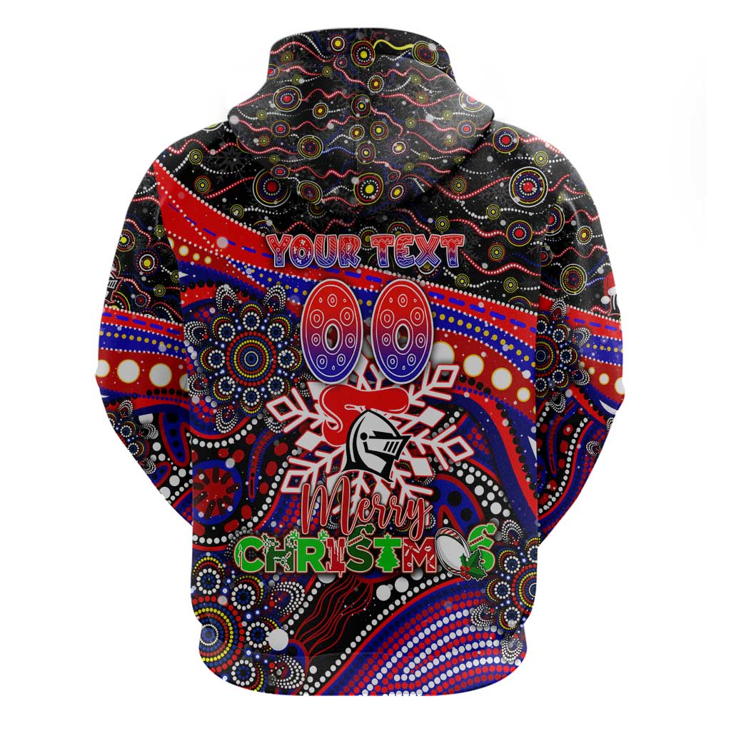 Merry Christmas Newcastle Knights Hoodie Aboriginal Santa Rugby Mascot - Novocastrians