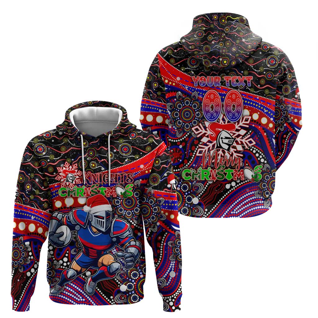 Merry Christmas Newcastle Knights Hoodie Aboriginal Santa Rugby Mascot - Novocastrians