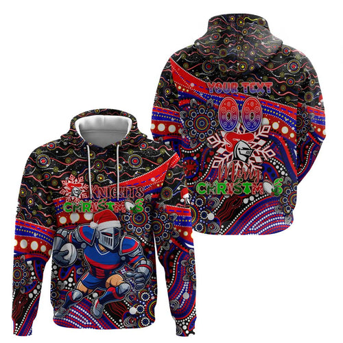 Merry Christmas Newcastle Knights Hoodie Aboriginal Santa Rugby Mascot - Novocastrians