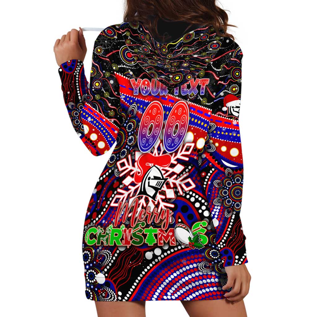 Merry Christmas Newcastle Knights Hoodie Dress Aboriginal Santa Rugby Mascot - Novocastrians