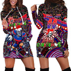 Merry Christmas Newcastle Knights Hoodie Dress Aboriginal Santa Rugby Mascot - Novocastrians