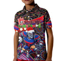 Merry Christmas Newcastle Knights Kid Polo Shirt Aboriginal Santa Rugby Mascot - Novocastrians