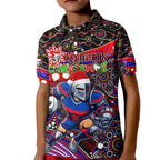 Merry Christmas Newcastle Knights Kid Polo Shirt Aboriginal Santa Rugby Mascot - Novocastrians