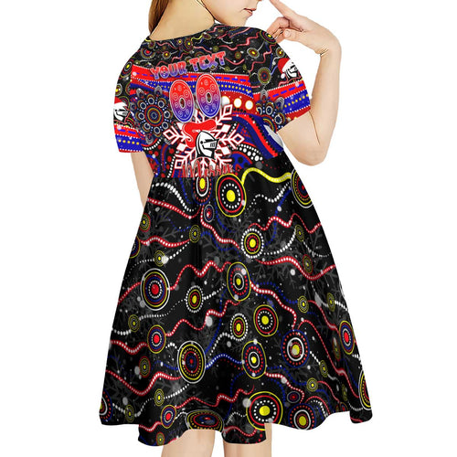 Merry Christmas Newcastle Knights Kid Short Sleeve Dress Aboriginal Santa Rugby Mascot - Novocastrians