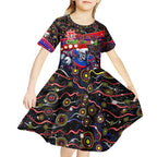 Merry Christmas Newcastle Knights Kid Short Sleeve Dress Aboriginal Santa Rugby Mascot - Novocastrians