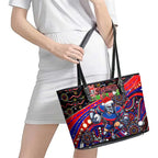 Merry Christmas Newcastle Knights Leather Tote Bag Aboriginal Santa Rugby Mascot - Novocastrians