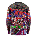 Merry Christmas Newcastle Knights Long Sleeve Shirt Aboriginal Santa Rugby Mascot - Novocastrians